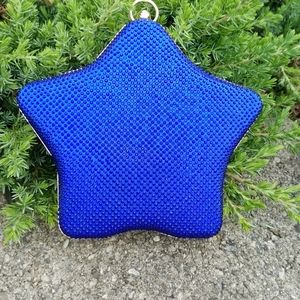 Alessia Royal Blue Crystal Star Purse Clutch. NEW